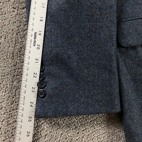 Lands' End Lambs Wool Herringbone Tweed Blazer Sport Coat Men's 40R Blue Gray - Picture 13 of 15